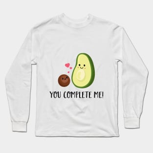 You complete me T Shirt- Avocado Couple-Valentines Day Gift Long Sleeve T-Shirt